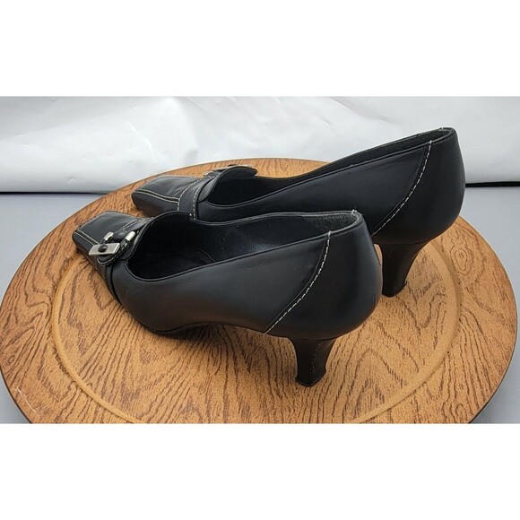 Stuart Weitzman Black Leather Oxford Heels Women’s Size 7.5 Made in Spain EUC - Picture 5 of 15